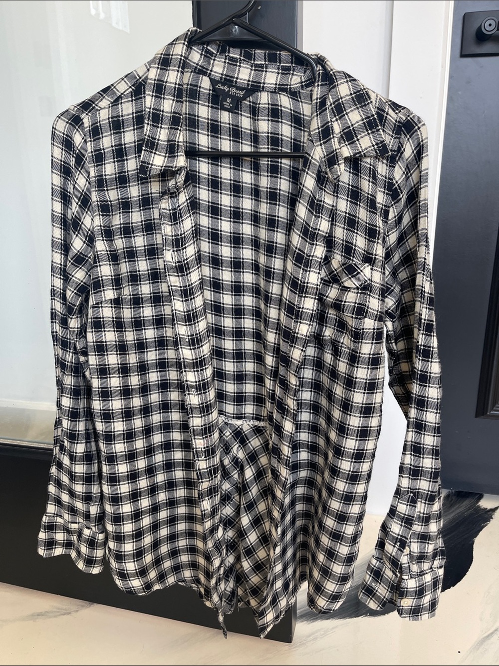 Lucky Brand Black and White Plaid Shirt